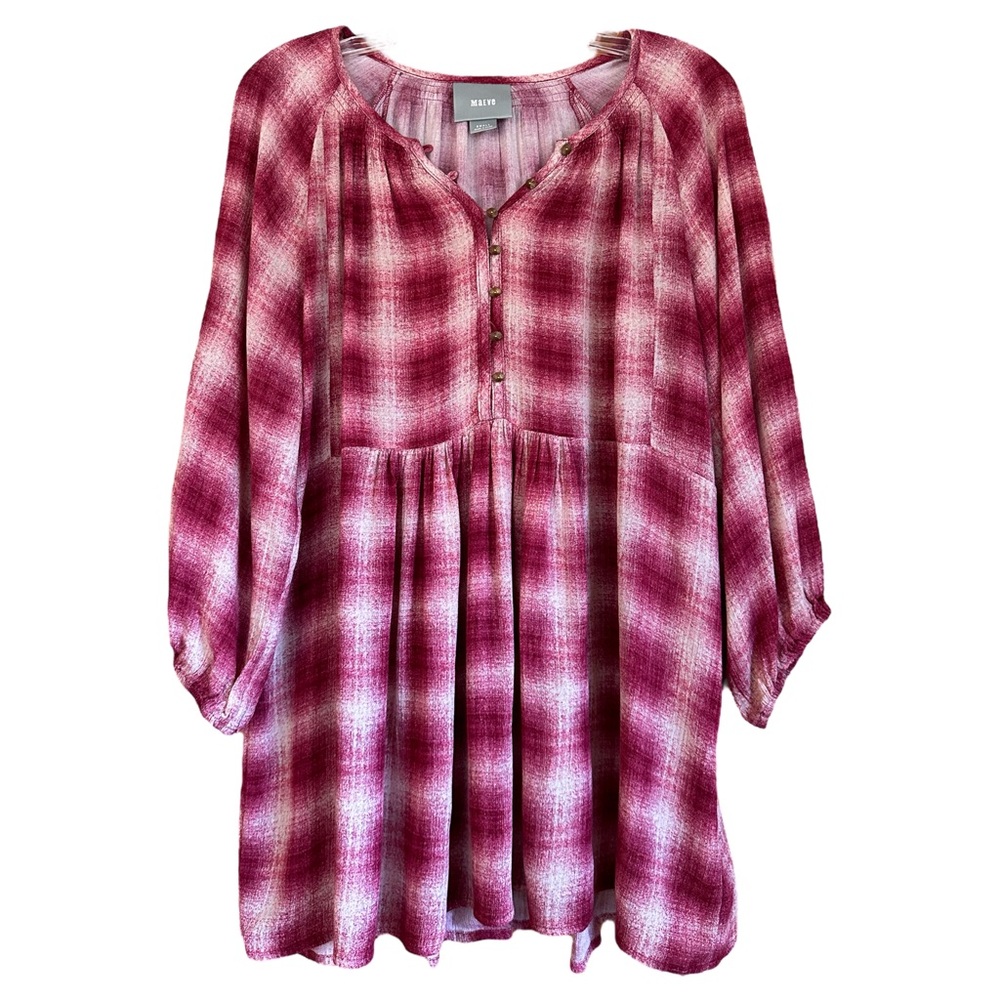 Anthropologie Maeve Plaid Boho Top